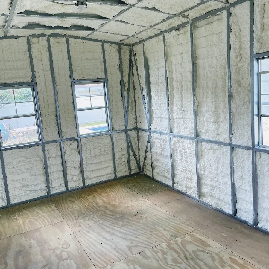 Closed-cell spray foam insulation applied to wall cavities in a residential project in Larkspur